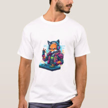 DJ Fox Cartoon Cool White Tshirt For Men | Adults
