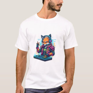 DJ Fox Cartoon Cool White Tshirt For Men | Adults