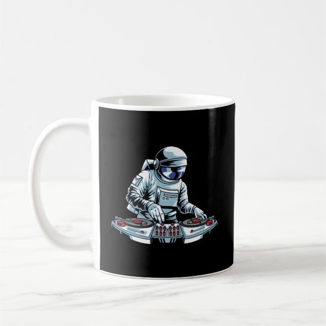 Dj Gear Set Turntable Vinyl Astronaut Disc Jockey  Coffee Mug (Left)