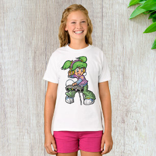 DJ Girl with Green Hair and Headphones T-Shirt