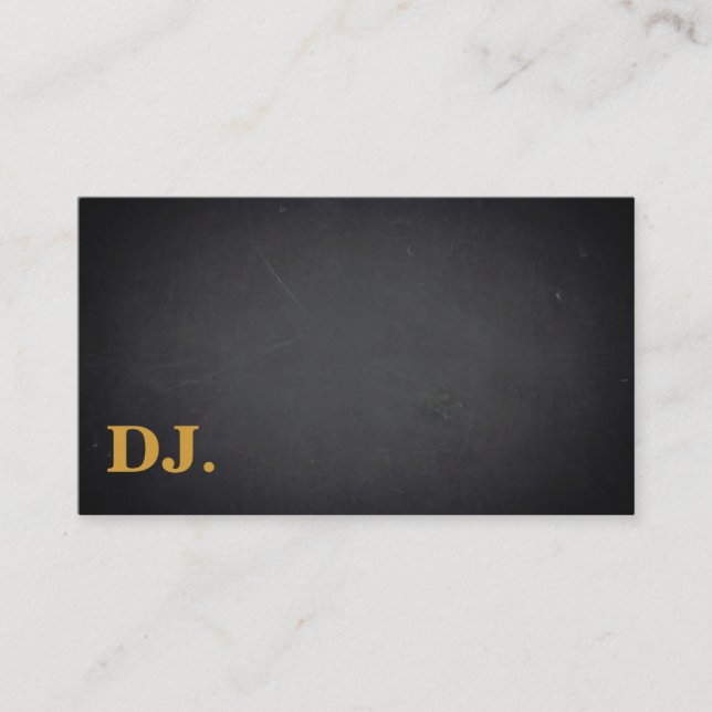DJ Gold Bold Text Elegant Dark Minimalist Business Card (Front)