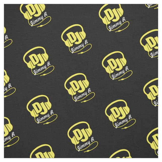 DJ headphones custom named yellow white fabric (Swatch)