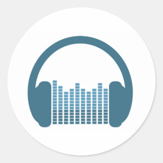 DJ Headphones, DJ Logo Classic Round Sticker