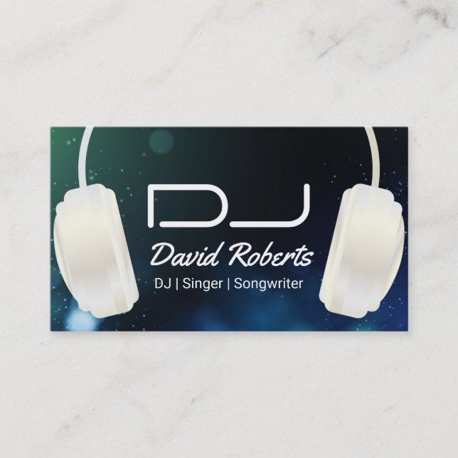 DJ Headphones Modern Music Business Card (Front)