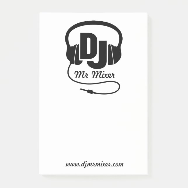 DJ headphones music request post it notes (Front)