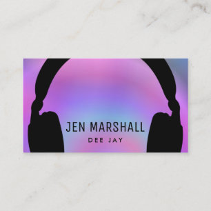 DJ headphones on faux holographic gradient Business Card