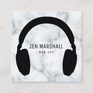 DJ headphones on marble Square Business Card