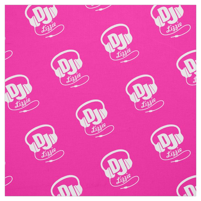 DJ headphones personalized name fabric (Swatch)