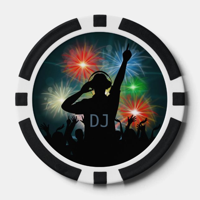 DJ illustration custom monogram poker chips (Front)
