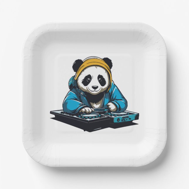DJ Kawaii Panda Paper Plate (Front)