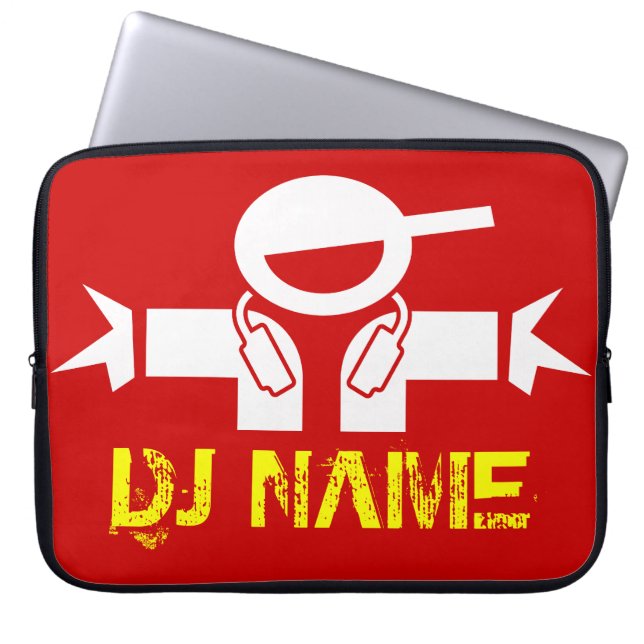 DJ laptop sleeve with custom deejay name (Front)