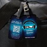 DJ Modern Blue Luggage Tag with QR code<br><div class="desc">This Luggage tag is a perfect for Freelance DJ. With the QR code on the back,  like a business card,  Just let your clients can scan the code to get to your contact information.</div>