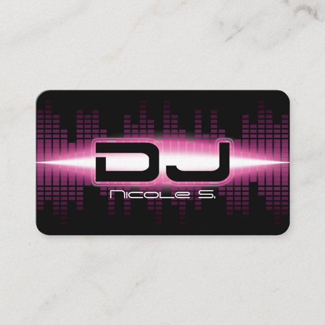DJ Modern Pink Business Card (Front)