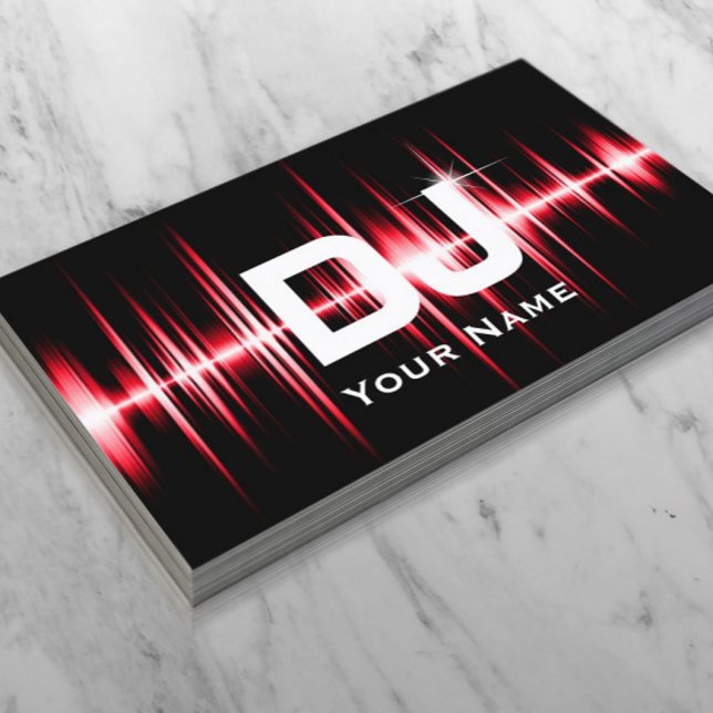DJ Modern Red Beats Professional Deejay Music Business Card (Creator Uploaded)