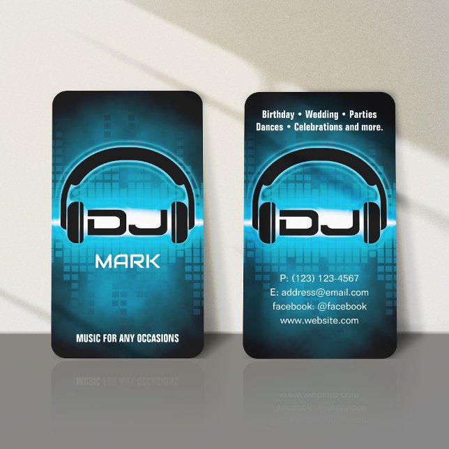 DJ Modern Sky Blue Carte de visite (carte vertical (Créateur téléchargé)