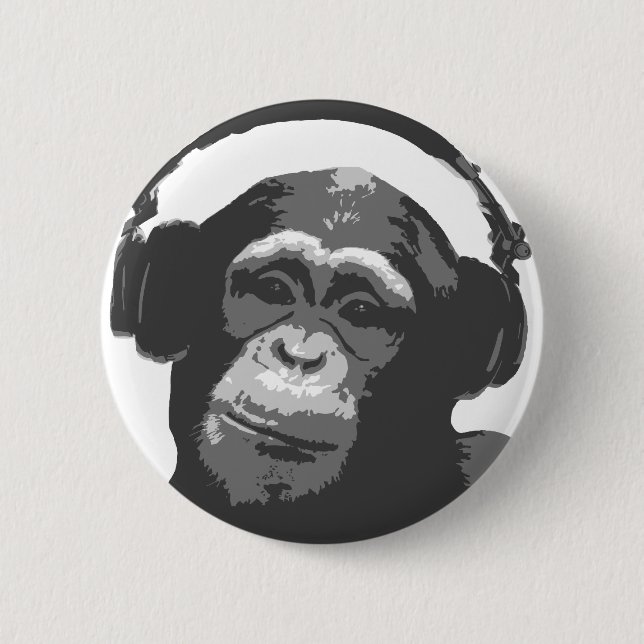 DJ MONKEY 2 INCH ROUND BUTTON (Front)