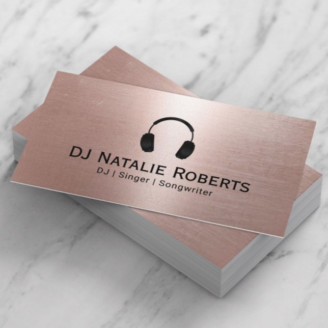 DJ Music Deejay Modern Blush Rose Gold Business Card (Creator Uploaded)