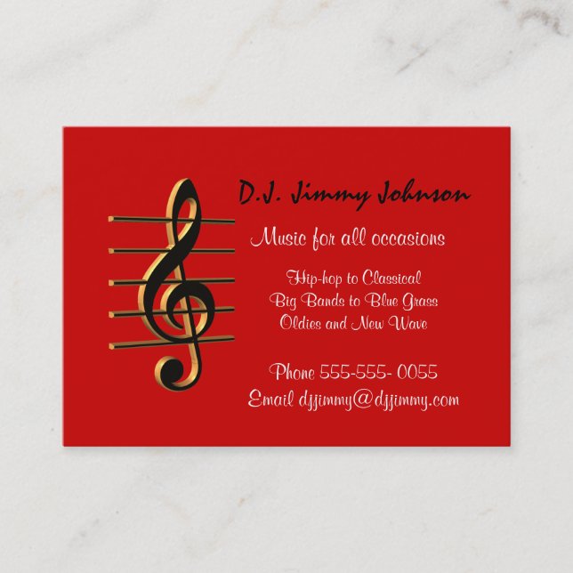 DJ music G clef Business Card (Front)
