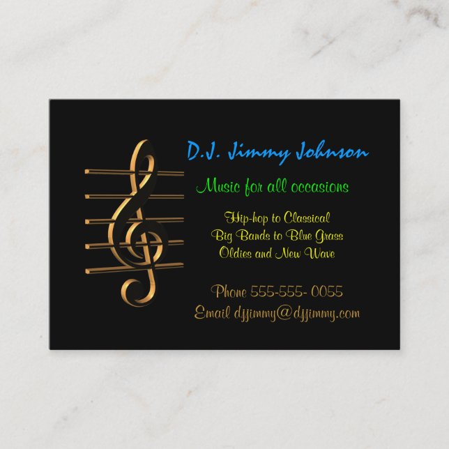 DJ music G clef Carte de visite (Devant)