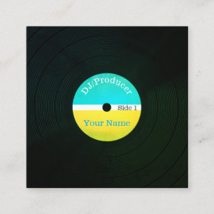 DJ musician production retro professional cover Square Business Card