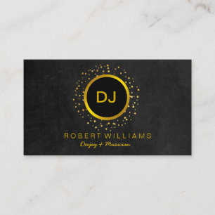 DJ Musician Professional Music Teacher Gold Black Business Card