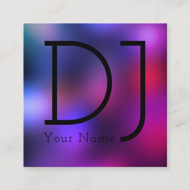 Dj night clubbing style square business card (Front)