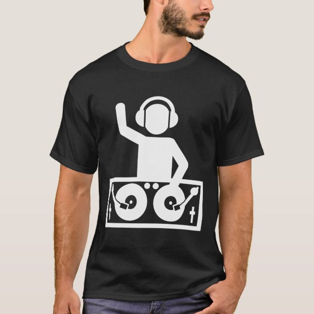 Dj On The Turntables Hoodie Club Music Party T-Shirt (Front)