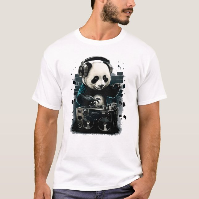 Dj Panda With Headphones Music T-Shirt (Front)