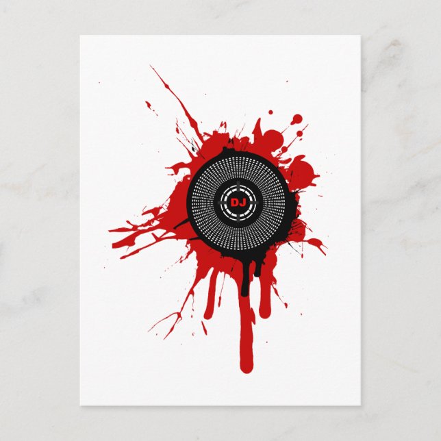 DJ Platter Splatter - Disc Jockey Turntable Deck Postcard (Front)