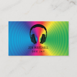 DJ prismatic colours music headphones Business Card