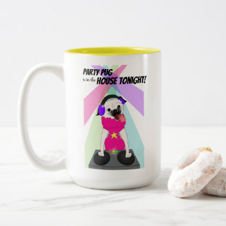 DJ Pug: Party Pug is in the House Tonight Two-Tone Coffee Mug