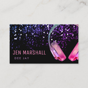 DJ purple pink music headphones Business Card