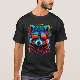 Dj Raccoon With Sunglasses EDM Techno Vaporwave T-Shirt