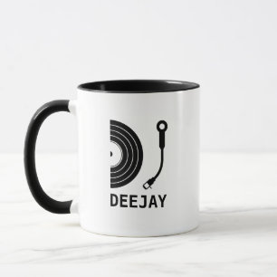 DJ record player logo cover customizable black Mug