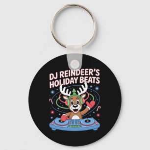 Dj Reindeer's Holiday Beats Christmas Dj Fun  Keychain