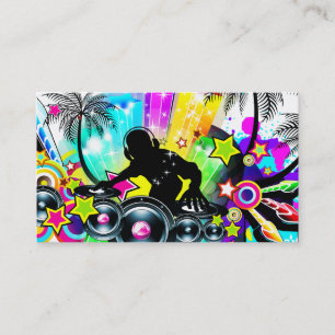 DJ Retro Colourful Tropical Template Business Card