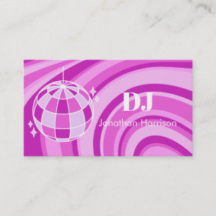 DJ Retro Groovy Wave Disco Ball Purple Business Card