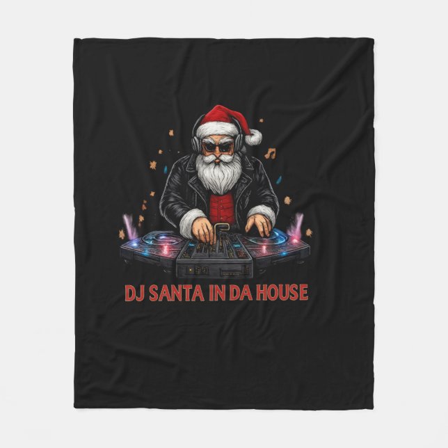 DJ Santa In Da House Fleece Blanket (Front)