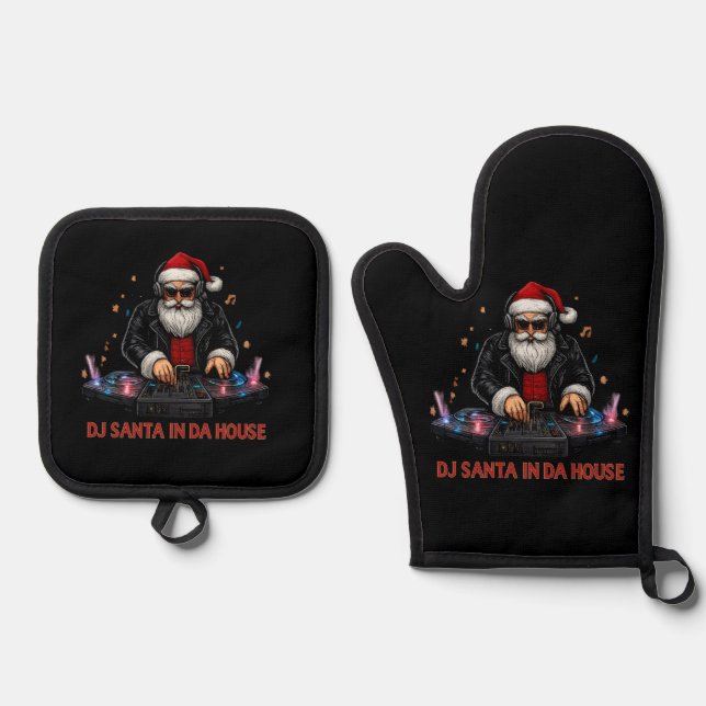 DJ Santa In Da House Potholder Set (Front)