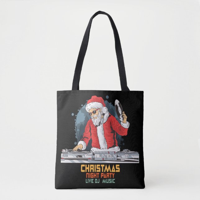 dj santa party club tote bag (Front)