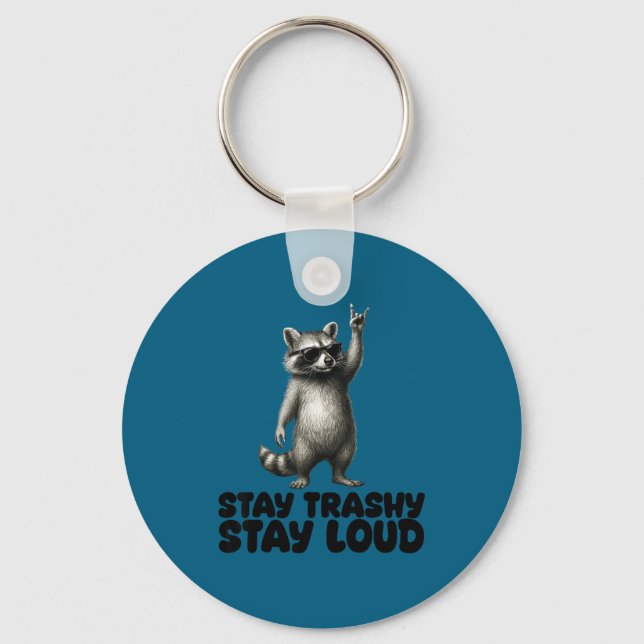 DJ Shades Trash Panda Raccoon Rock Keychain (Front)