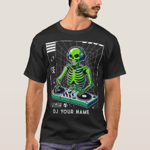 DJ Skeleton at Turntable Club Music Custom DJs T-Shirt