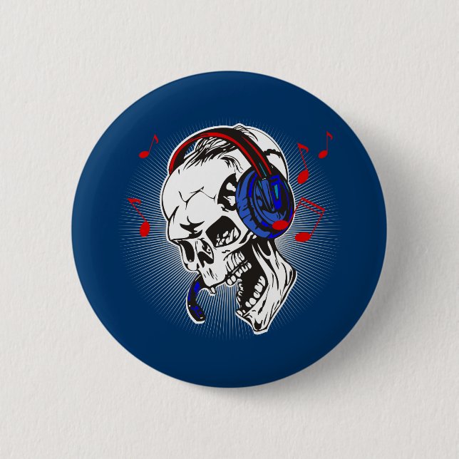 DJ Skull 2 Inch Round Button (Front)