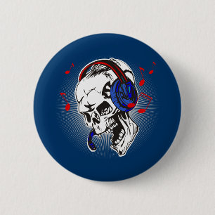 DJ Skull 2 Inch Round Button