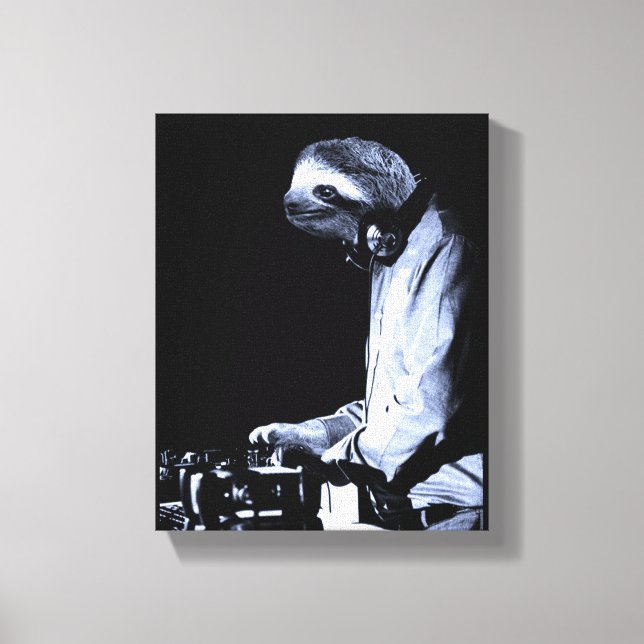 DJ Sloth Canvas Print (Front)