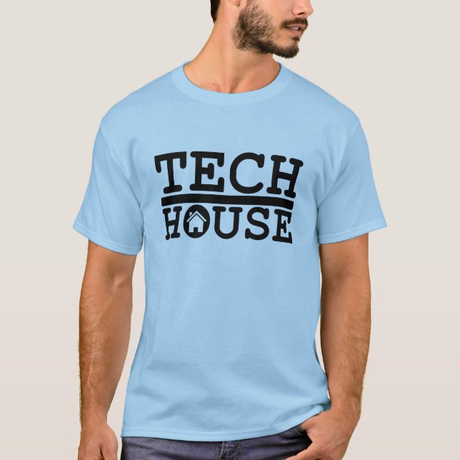 dj tech house music deep black design t shirt (Front)