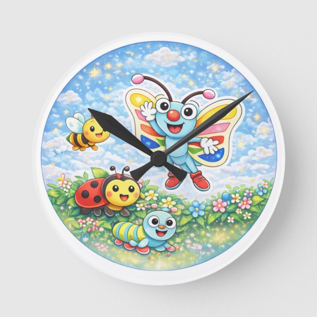 DJ the Butterfly & Friends Wall Clock (Front)
