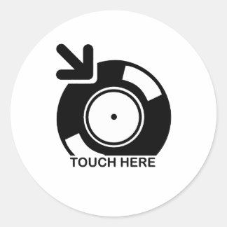 DJ Touch Here Classic Round Sticker