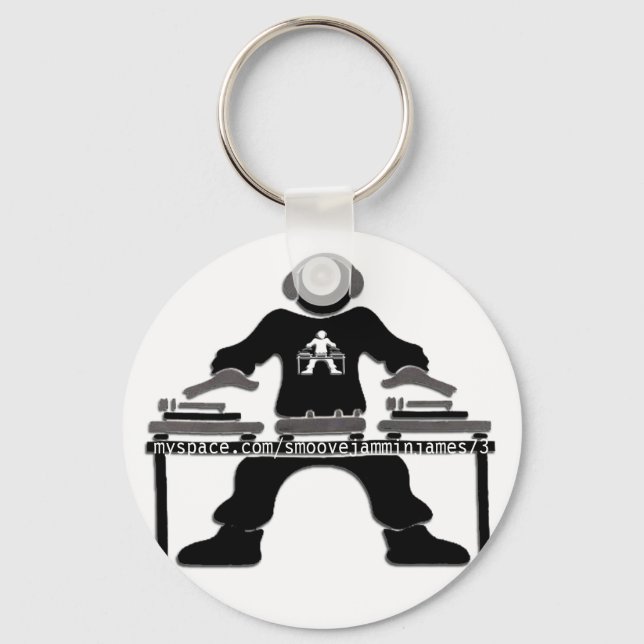 DJ_tshirtUPLOAD, myspace.com/smoovejamminjames73 Keychain (Front)