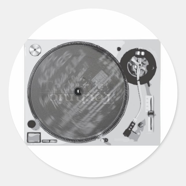 DJ Turntable Classic Round Sticker (Front)